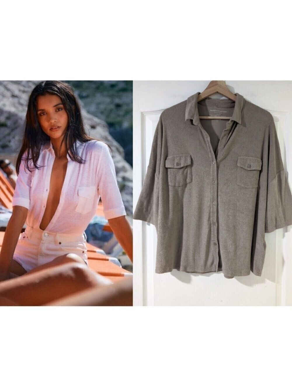 NEW Majestic Filatures | French Terry Drop-Shoulder Shirt In Sand